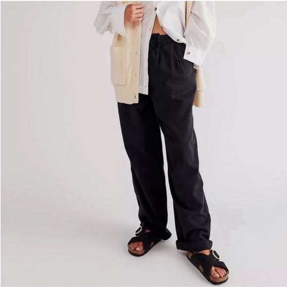 Free People Addy Chino Black Pants - Picture 1 of 7